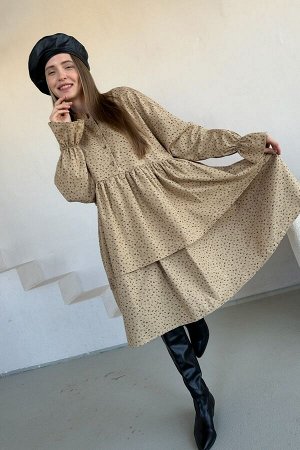 Платье женское  PUFF059/04/Бежевый, бордовый