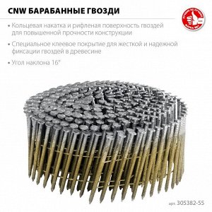 Барабанные гвозди рифленые 55 х 2.3 мм