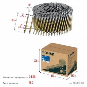 Барабанные гвозди рифленые 80 х 3.1 мм
