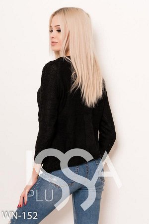 Черный вязаный свитер с рукавами-реглан