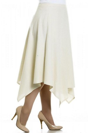 Юбка 4110 Состав Лён 100% Длина изделия 68 см Летняя летящая юбка из натурального льна молочного цвета! На поясе, расклешенная. Низ юбки выполнен четырьмя углами, что делает модель оригинальной, а обр