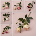 Цветы искусственные, &quot;роза букетная&quot;, одна веточка, цвет в ассортименте