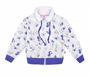 Куртка для девочки Crockid К 300383 серо-голубой меланж птички к105