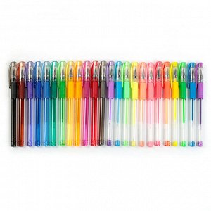 Набор гелевых ручек 24 цвета флуоресцентные, пастель, металлик с резиновыми держателями