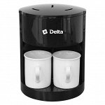 Кофеварка 250 Вт, 250 мл (2 чашки) DELTA DL-8160 черная