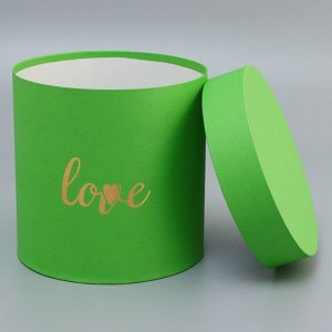 Коробка круглая, с тиснениемLoveсалатовая,18?18?18 см