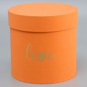 Коробка круглая, с тиснением Loveоранжевая 18?18?18 см
