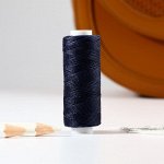 Нитки вощёные, плетёные, круглые, 300D/3, 0,35 мм, 60 ± 2 м, цвет тёмно-синий