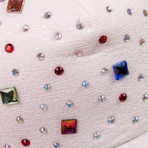 Кепка с козырьком, цветные камни россыпью, белая (Китай)