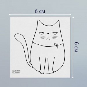 Татуировка на тело чёрная "Серьёзный кот" 6х6 см