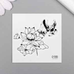 Переводная тату на тело чёрная «Чернила. Лотосы», 6x6 см