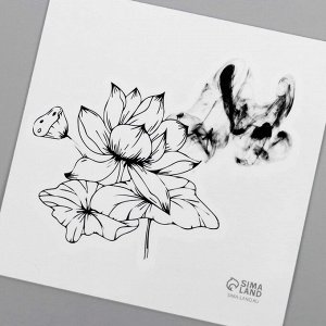 Переводная тату на тело чёрная «Чернила. Лотосы», 6x6 см