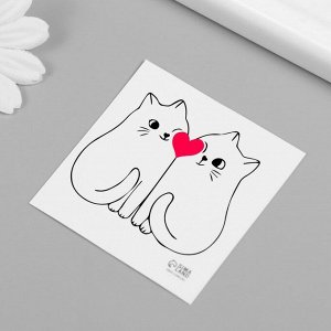 Татуировка на тело чёрная "Котики" 6х6 см