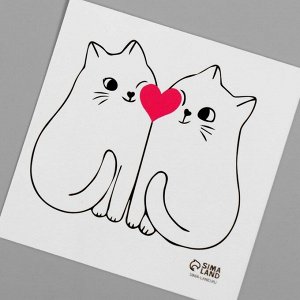 Татуировка на тело чёрная "Котики" 6х6 см