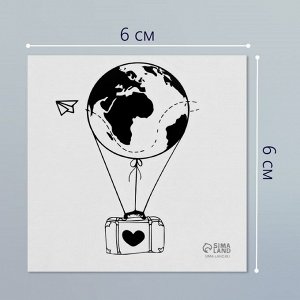 Переводная тату на тело чёрная «Воздушный шар с чемоданом», 6x6 см