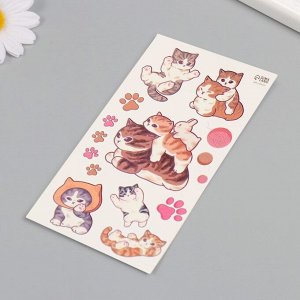 Татуировка на тело цветная "Котики" 7,5х14 см