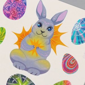 Переводные тату цветные «Заяц и яички», временные татуировки, 10x10 см