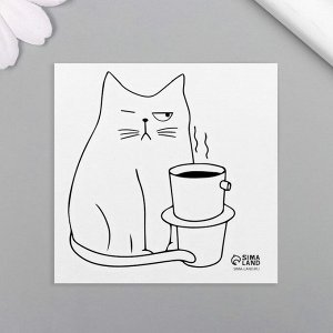 Татуировка на тело чёрная "Котокофе" 6х6 см