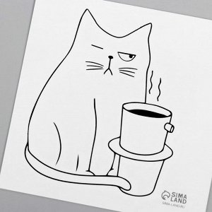 Татуировка на тело чёрная "Котокофе" 6х6 см