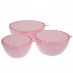 Набор салатников с крышками Fiesta, 3 шт: 5 л, 2,8 л; 1,7 л, цвет МИКС