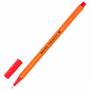 Ручка капиллярная (линер) КРАСНАЯ, BRAUBERG FINE 040, шестигранная, линия письма 0,4мм, 144142