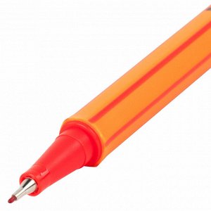 Ручка капиллярная (линер) КРАСНАЯ, BRAUBERG FINE 040, шестигранная, линия письма 0,4мм, 144142