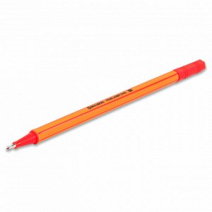 Ручка капиллярная (линер) КРАСНАЯ, BRAUBERG FINE 040, шестигранная, линия письма 0,4мм, 144142
