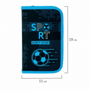 Пенал ЮНЛАНДИЯ, 1 отделение, картон с эффектом soft-touch, 19х11 см, Sport game, 272262