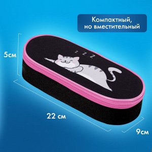 Пенал-футляр BRAUBERG, 1 отделение, органайзер, полиэстер, 22x9х5 см, Don't wake up, 272311