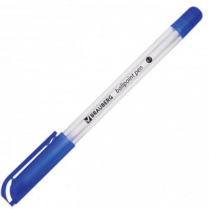 Ручка шариковая масляная  СИНЯЯ, BRAUBERG Olive Pen, корпус прозрачный, 0,7мм, линия 0,35мм, 141476