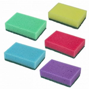 Губки для мытья посуды LAIMA MAXI (комплект 5 шт).,,  чистящий слой (абразив), 27х96х64 мм, 601554