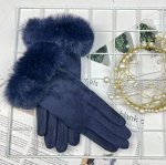 Зимние замшевые перчатки с мехом, синие