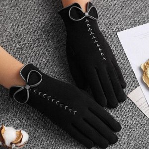 COSMOСOLLECTION_WEAR Теплые перчатки с бантиком , черные