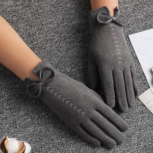 COSMOСOLLECTION_WEAR Теплые перчатки с бантиком , черные