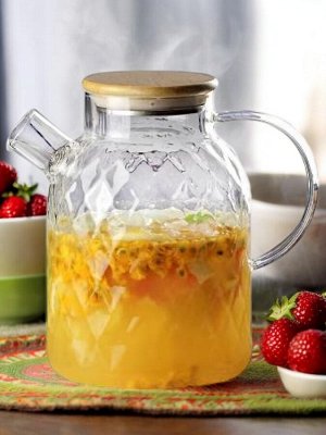 Заварочный чайник стеклянный, 1.8 л., ситечко "пружинка" в носике