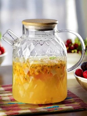 Заварочный чайник стеклянный, 1.8 л., ситечко "пружинка" в носике