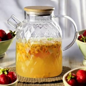 Заварочный чайник стеклянный, 1.8 л., ситечко "пружинка" в носике