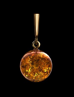 Круглая подвеска из натурального искрящегося янтаря и серебра в золоте «Юпитер», 810209016