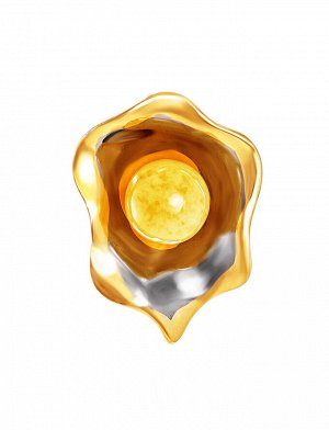 Яркий кулон из серебра в позолоте, украшенный медовым  янтарём «Турандот», 810210083