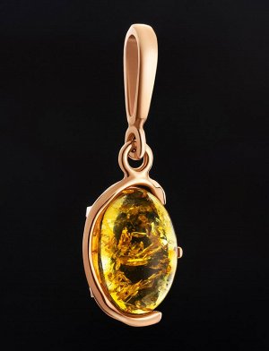 Небольшой кулон из позолоченного серебра и янтаря лимонного цвета «Вивальди», 810210067