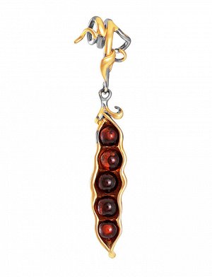 Очаровательный кулон «Горошек» из серебра и натурального янтаря, 810210084