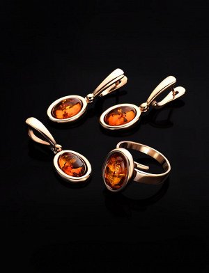 Серьги из натурального цельного янтаря коньячного цвета «Годжи»