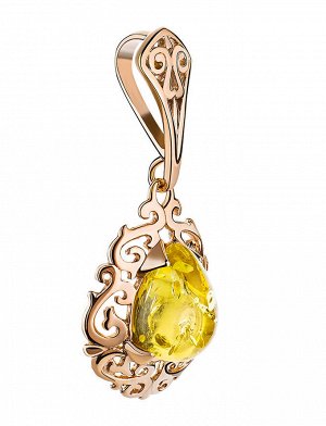 Роскошный позолоченный кулон с цельным лимонным янтарём «Луксор», 810204149