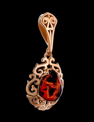 Изысканный кулон, украшенный коньячным янтарём «Луксор»
