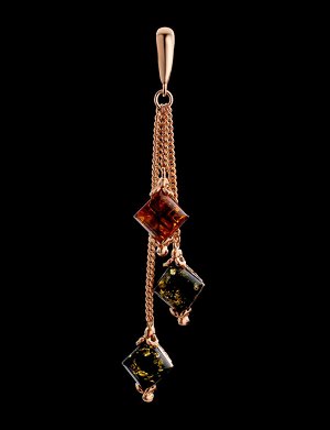 Изящный позолоченный кулон с янтарём двух цветов «Касабланка», 810204247