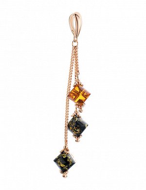 Изящный позолоченный кулон с янтарём двух цветов «Касабланка», 810204247