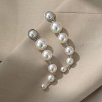 Серьги женские длинные с жемчугом