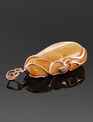 Объёмный кулон из натурального янтаря в позолоченном серебре «Версаль», 710209090