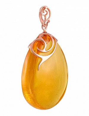 Красивый кулон из серебра и прозрачного лимонного янтаря «Версаль», 710209095