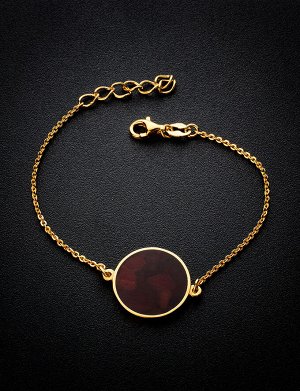 Позолоченный браслет с натуральным вишнёвым янтарём «Монако». Янтарь®, 812604319
